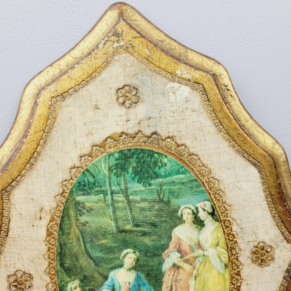 Vintage Italian Wall Art Wood Plaques Florentine Toleware Tole Art Gold Gilt - Picture 4 of 16